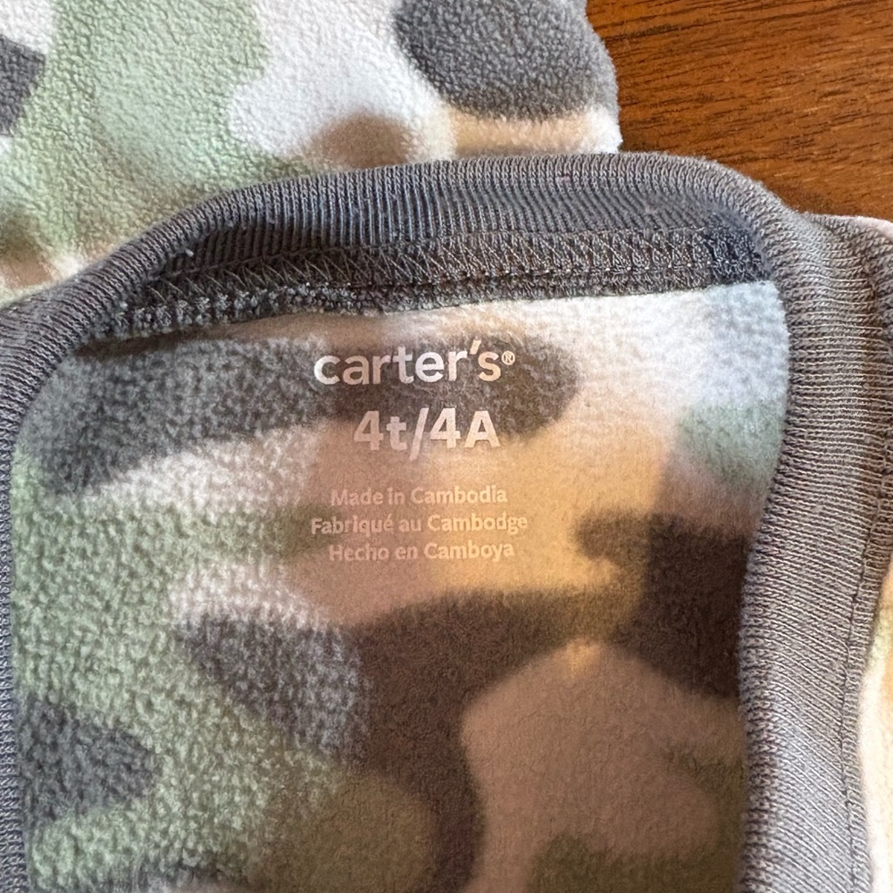Carters Gray and Green Dinosaur Print Footie Pajamas - Picture 4 of 4